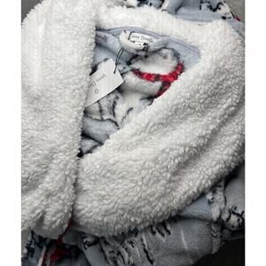 New Vera Bradley Hooded Fleece Sherpa Robe BEARY MERRY‎ S/M